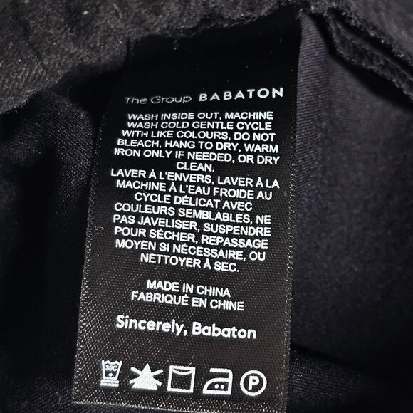 The Group Babaton Drawstring Elastic Waist Flannel Pants Straight Leg Black XXS - Picture 6 of 12